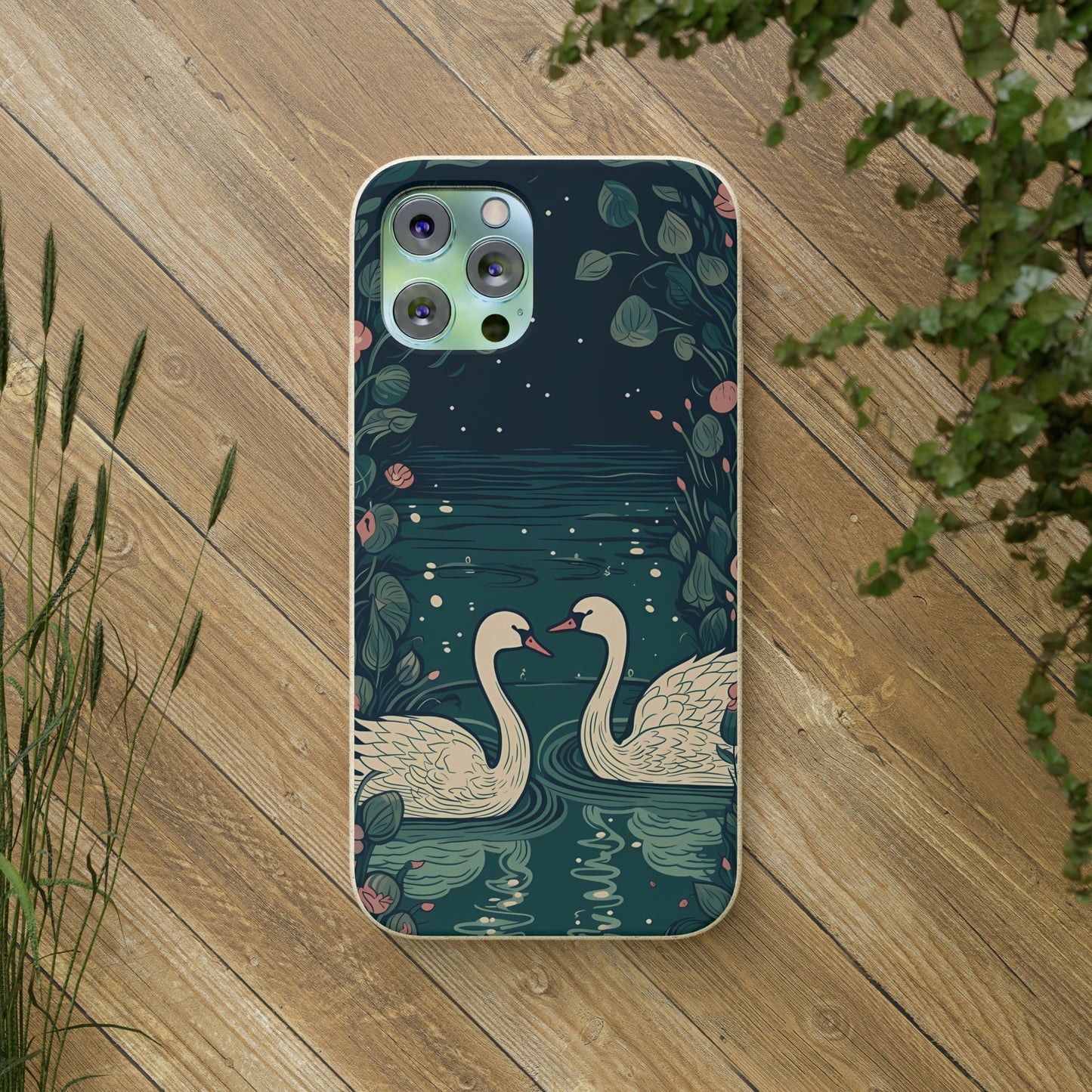 Romantic Swans on a Pond | Biodegradable iPhone Case