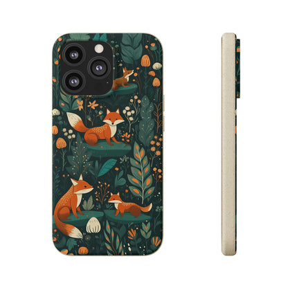 Cottagecore Foxes in a Forest | Biodegradable iPhone Case