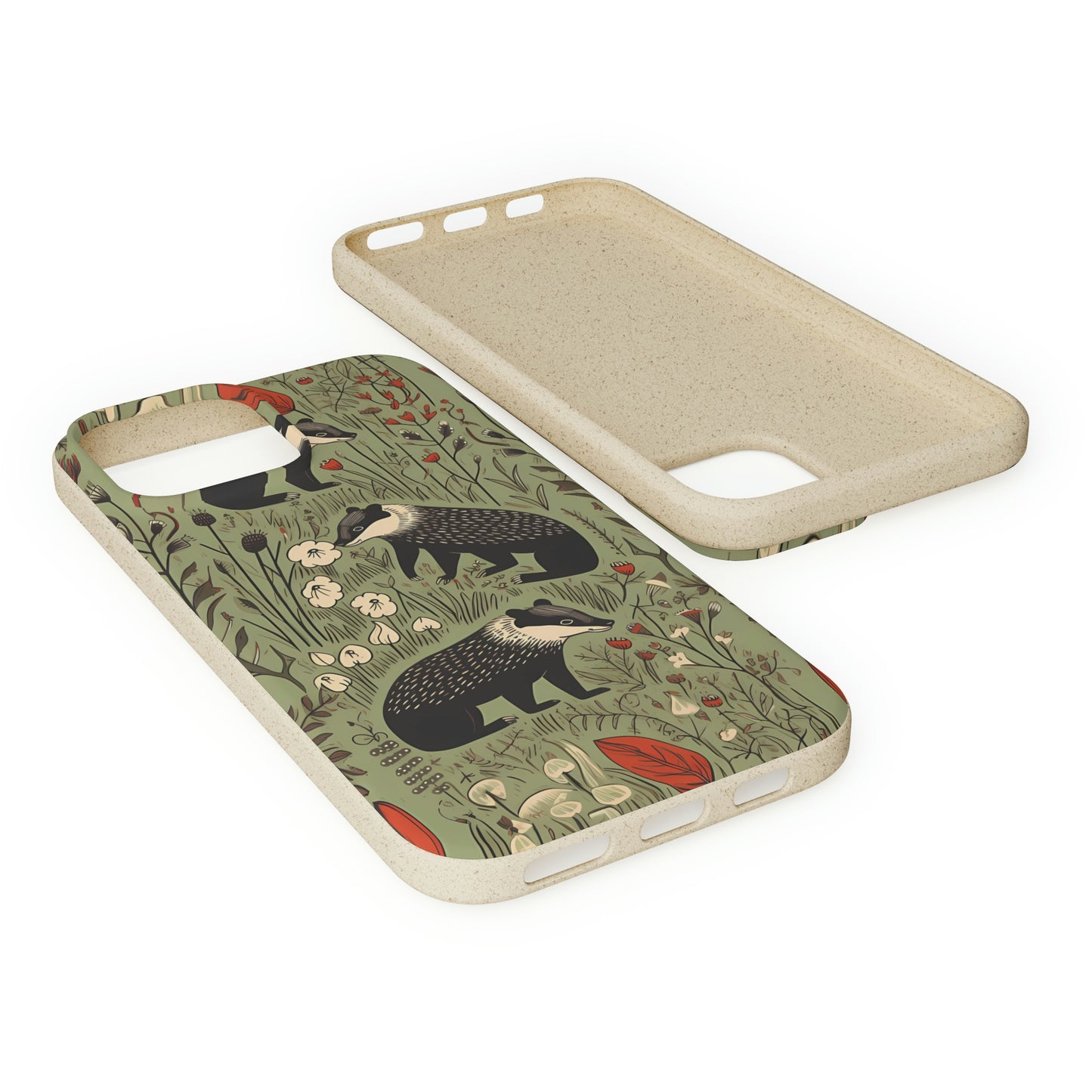 Cute Badgers in a Meadow | Biodegradable iPhone Case