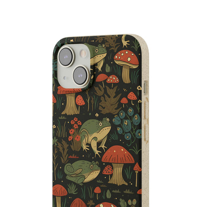 Cottagecore Frogs with Mushrooms | Biodegradable iPhone Case