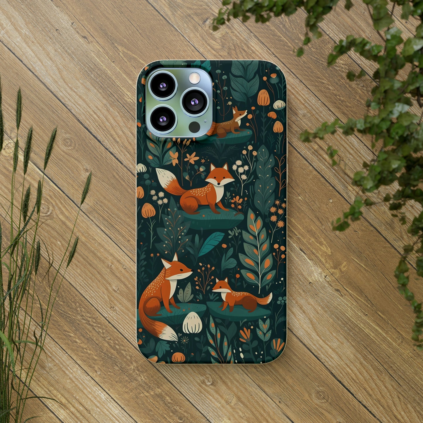 Cottagecore Foxes in a Forest | Biodegradable iPhone Case