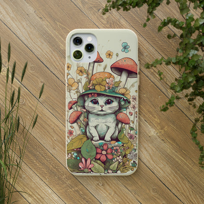 Cottagecore Cat Wearing a Hat | Biodegradable iPhone Case