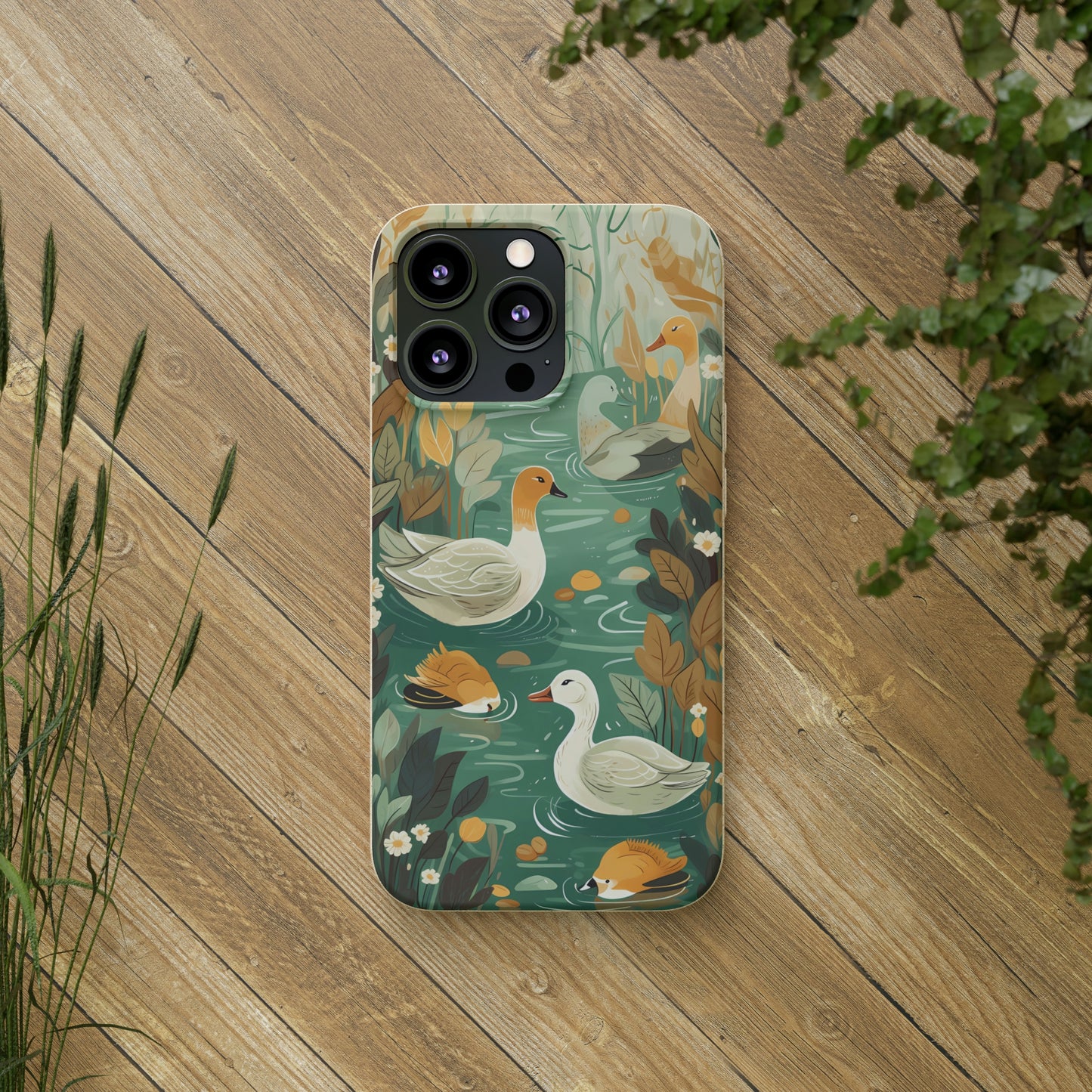 Cottagecore Ducks in a Pond | Biodegradable iPhone Case