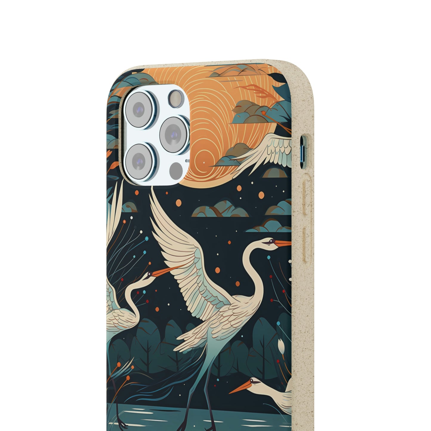 Cranes Flying Over a Pond | Biodegradable iPhone Case