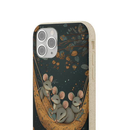 Cottagecore Field Mice in a Hammock | Biodegradable iPhone Case