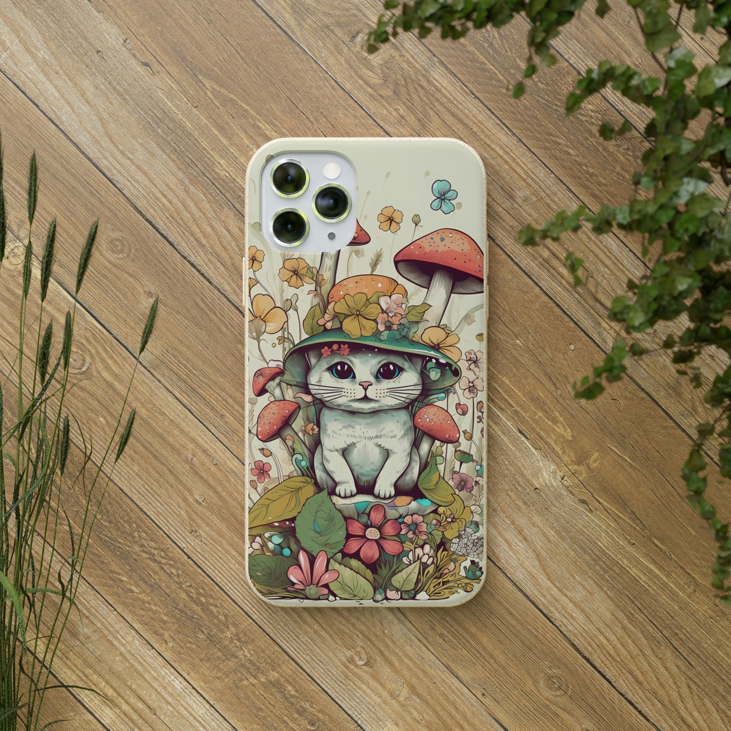 Cottagecore Cat Wearing a Hat | Biodegradable iPhone Case