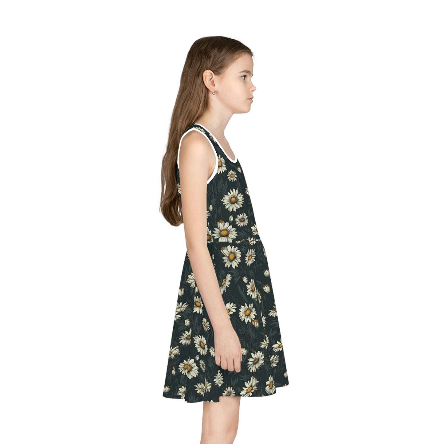 Dark Cottagecore Daisies | Girls' Sleeveless Sundress