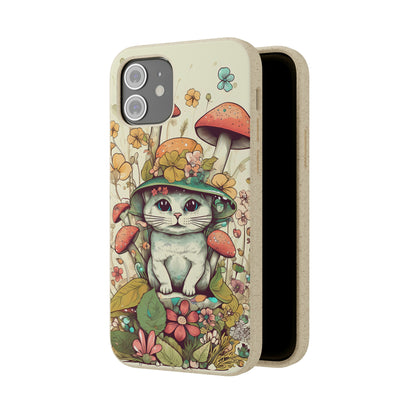 Cottagecore Cat Wearing a Hat | Biodegradable iPhone Case