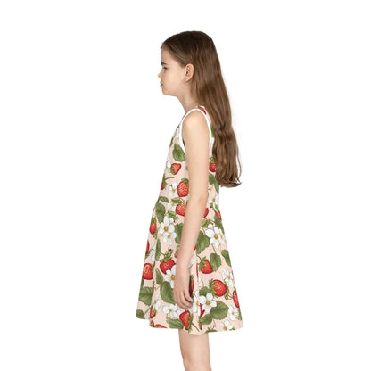 Cottagecore Strawberries | Girls' Sleeveless Sundress