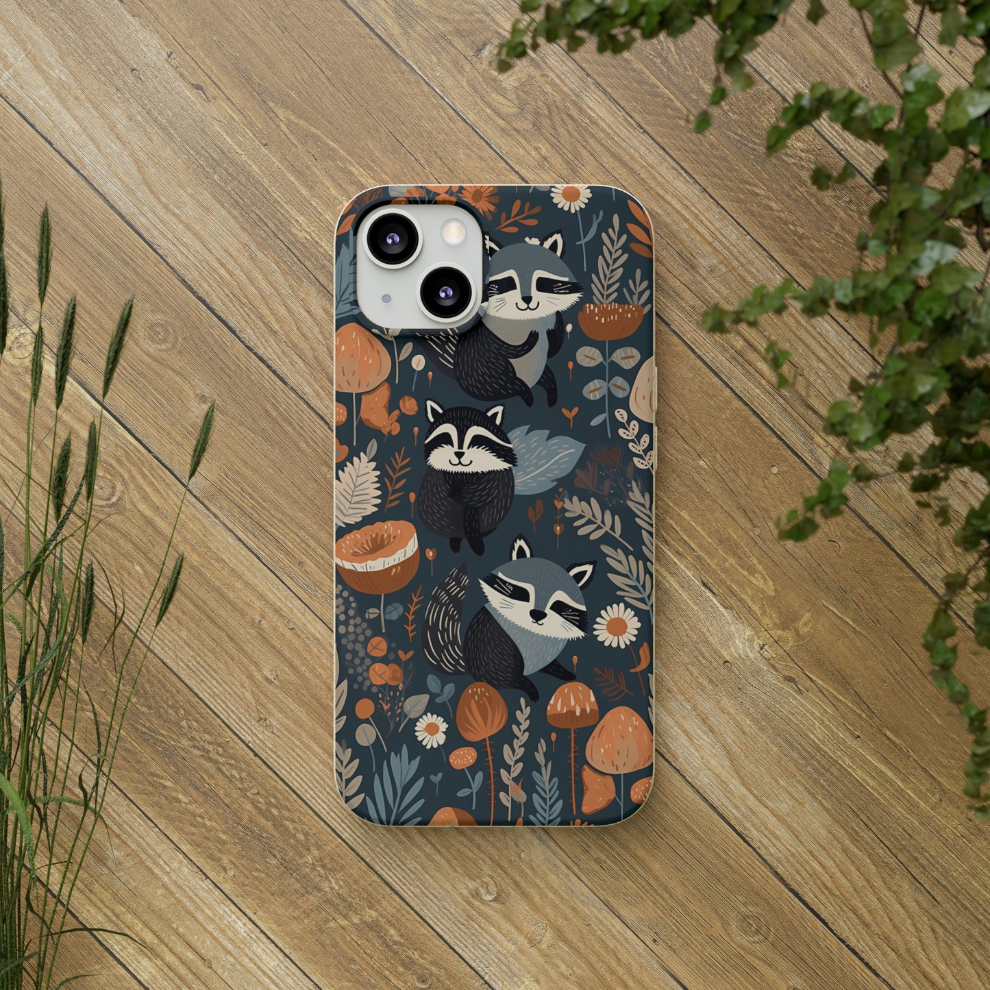 Raccoons and Plants | Biodegradable iPhone Case