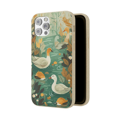 Cottagecore Ducks in a Pond | Biodegradable iPhone Case