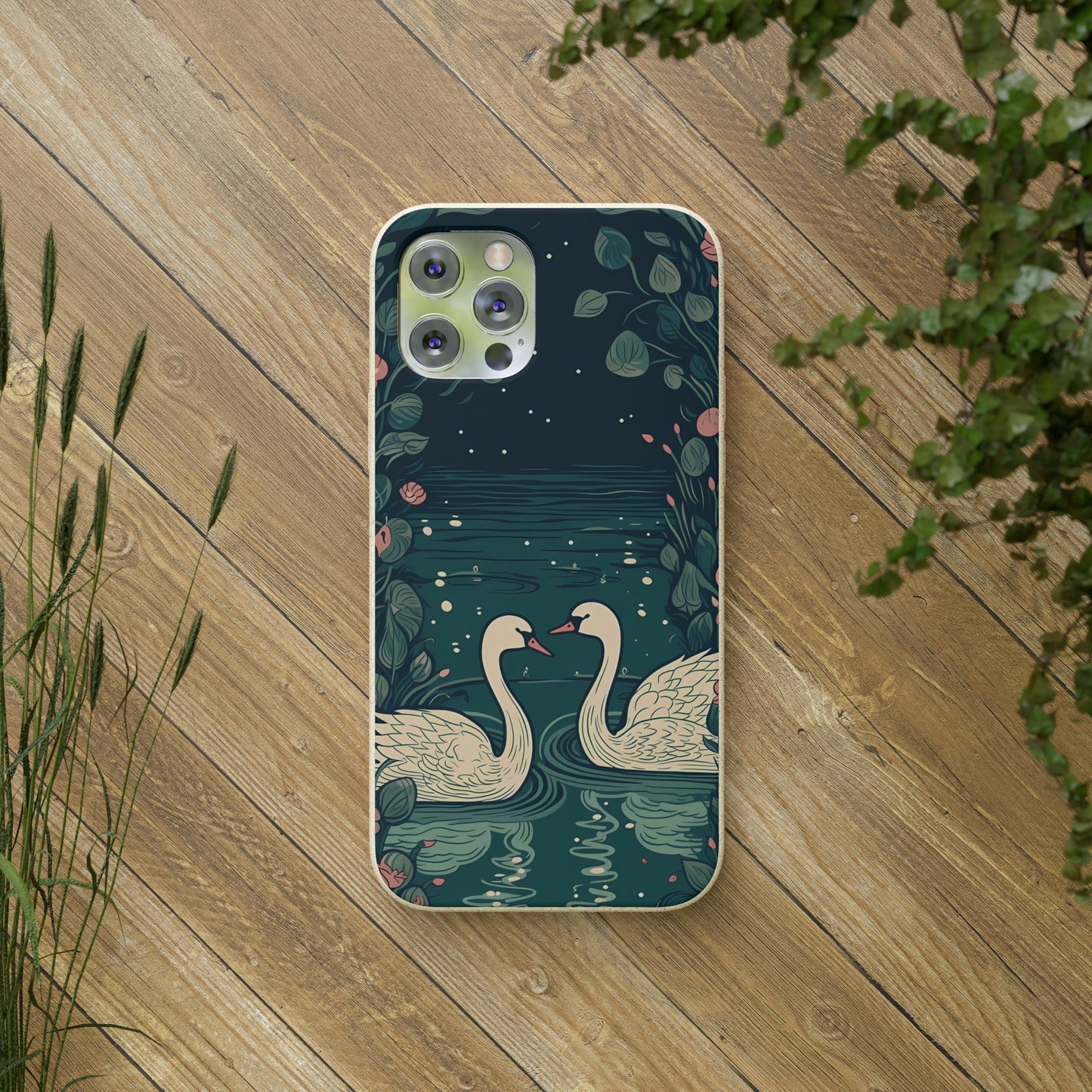 Romantic Swans on a Pond | Biodegradable iPhone Case