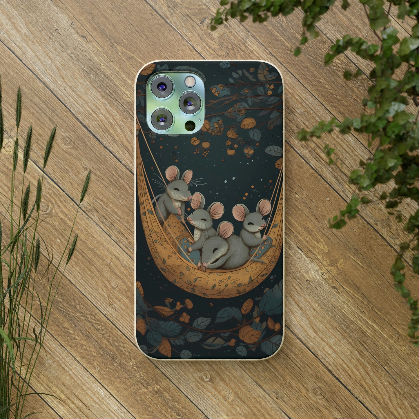 Cottagecore Field Mice in a Hammock | Biodegradable iPhone Case