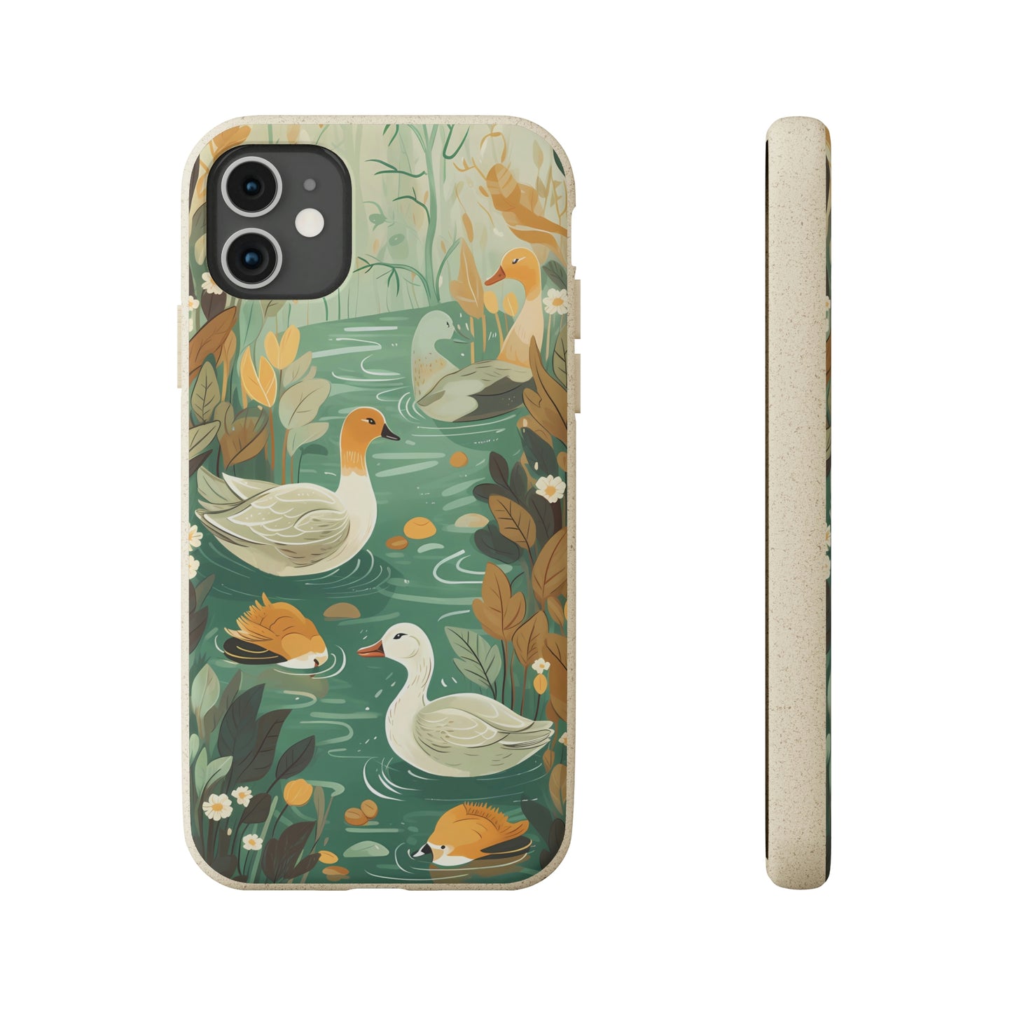 Cottagecore Ducks in a Pond | Biodegradable iPhone Case