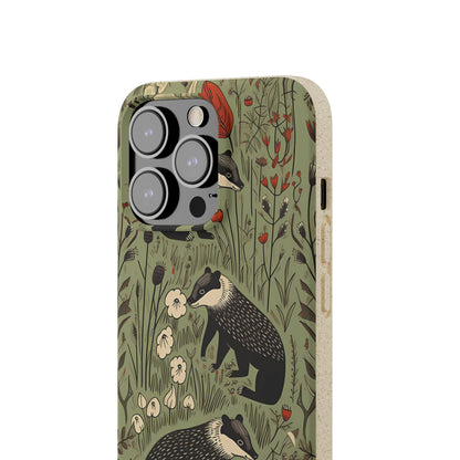 Cute Badgers in a Meadow | Biodegradable iPhone Case