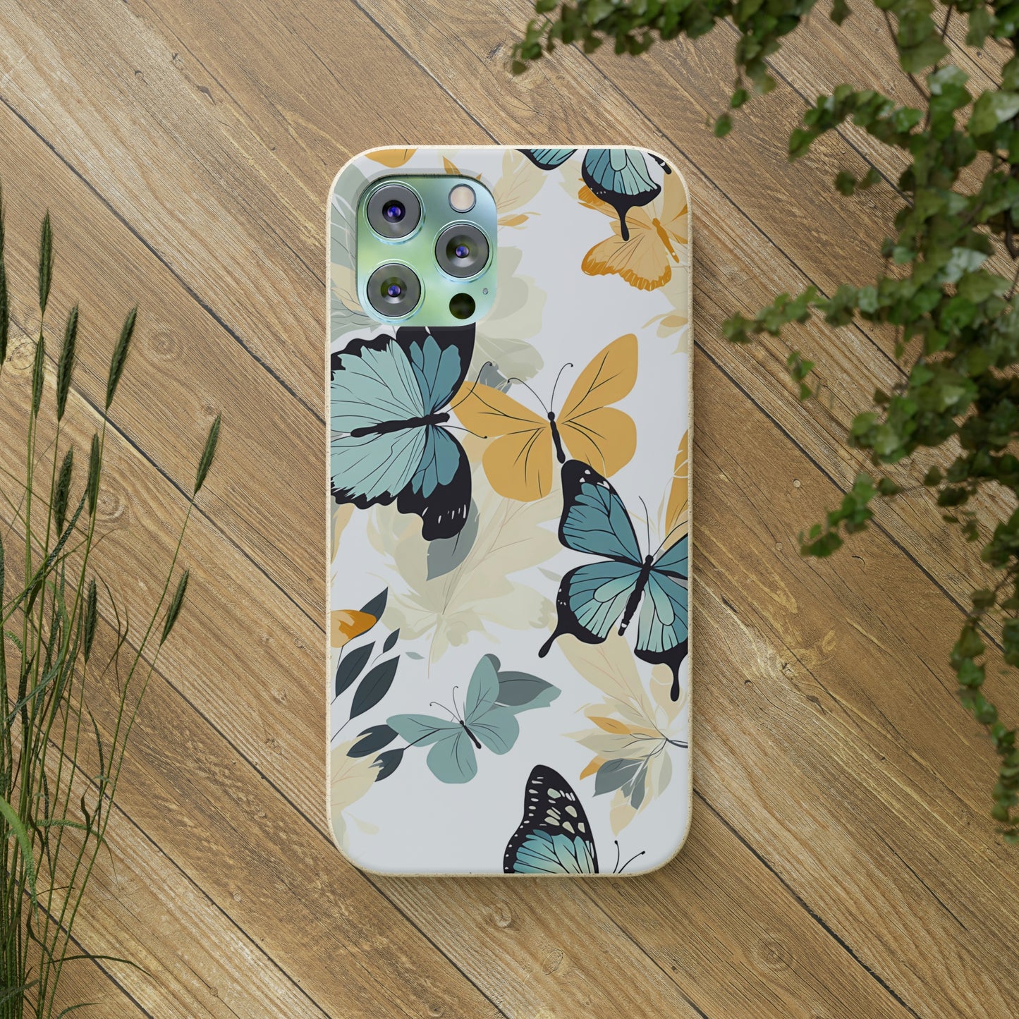 Blue and Yellow Butterflies | Biodegradable iPhone Case