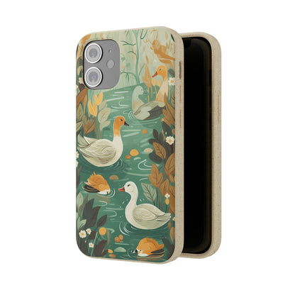 Cottagecore Ducks in a Pond | Biodegradable iPhone Case