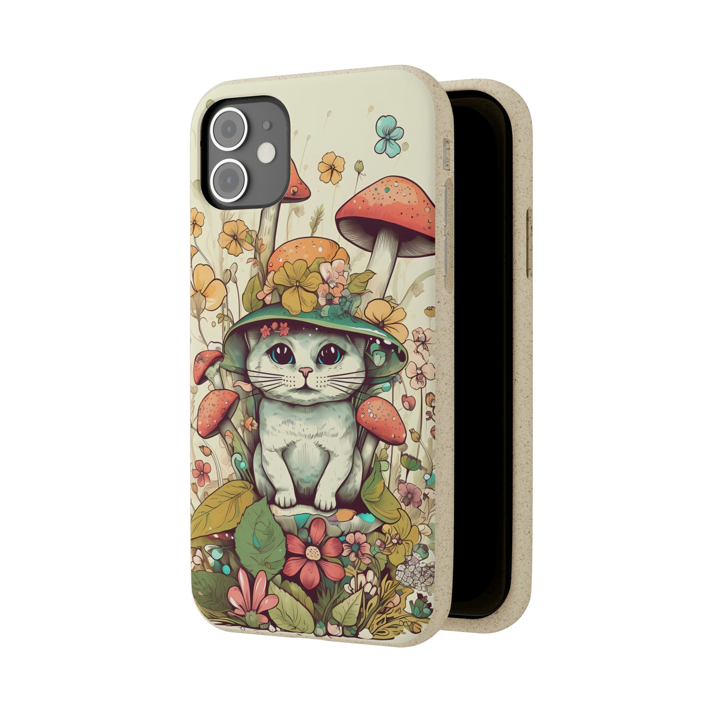 Cottagecore Cat Wearing a Hat | Biodegradable iPhone Case