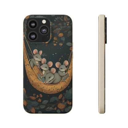 Cottagecore Field Mice in a Hammock | Biodegradable iPhone Case