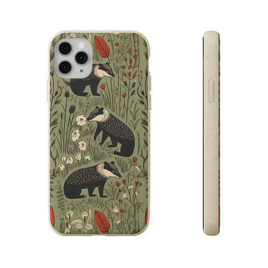 Cute Badgers in a Meadow | Biodegradable iPhone Case