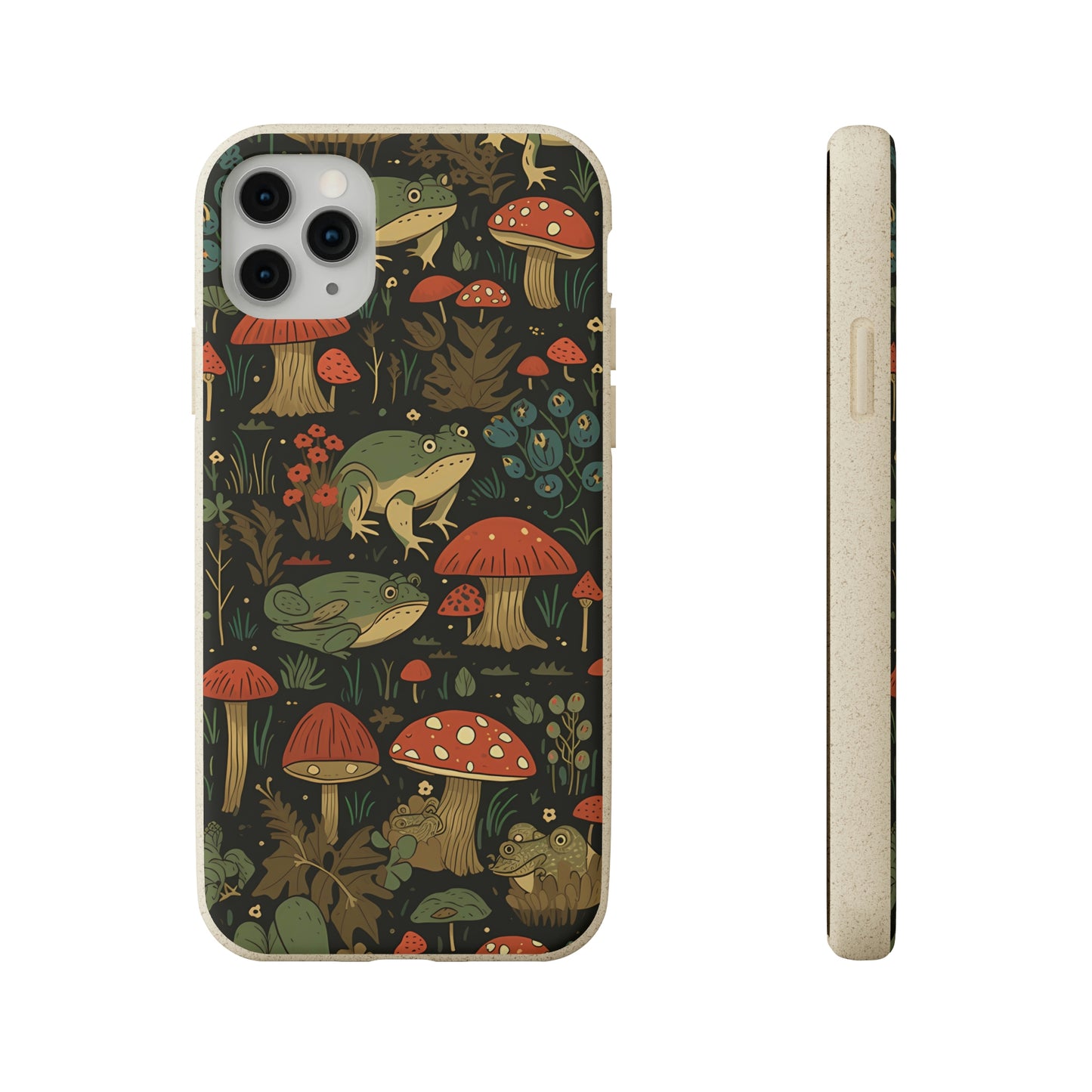 Cottagecore Frogs with Mushrooms | Biodegradable iPhone Case