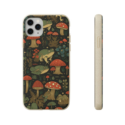 Cottagecore Frogs with Mushrooms | Biodegradable iPhone Case