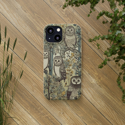 Cottagecore Owls in a Forest | Biodegradable iPhone Case