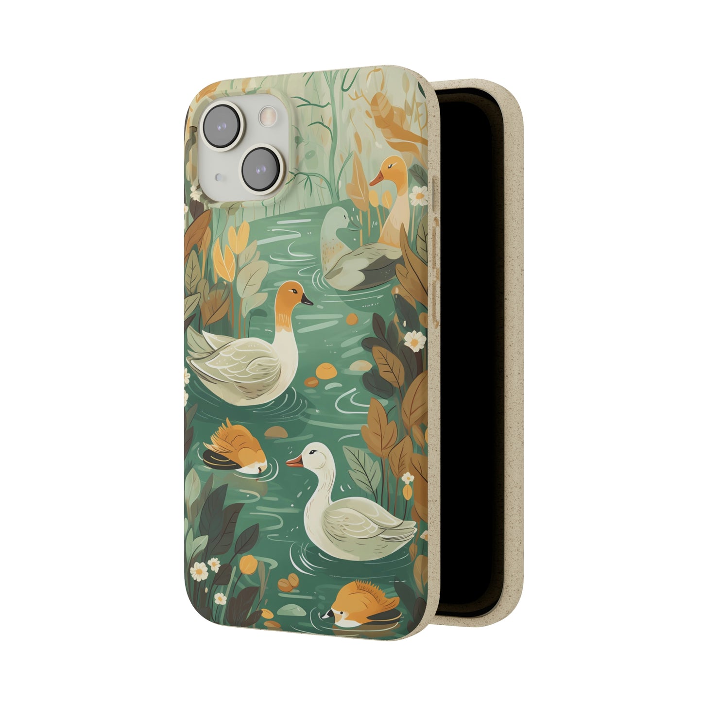 Cottagecore Ducks in a Pond | Biodegradable iPhone Case