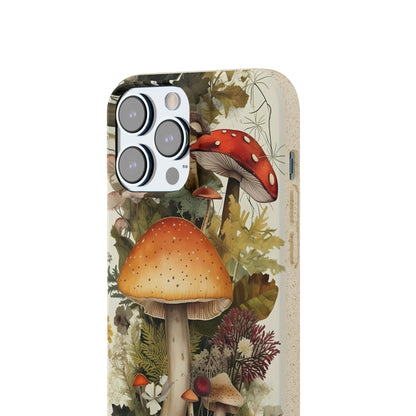 Cottagecore Mushrooms and Plants | Biodegradable iPhone Case