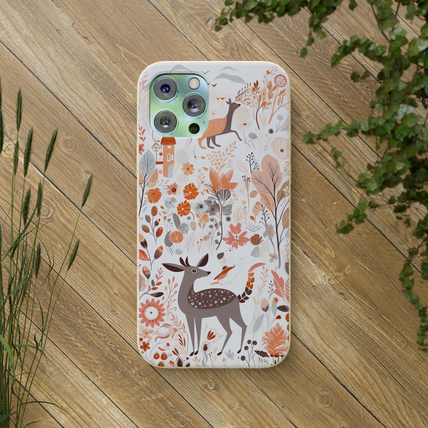 Cottagecore Field with Deer | Biodegradable iPhone Case