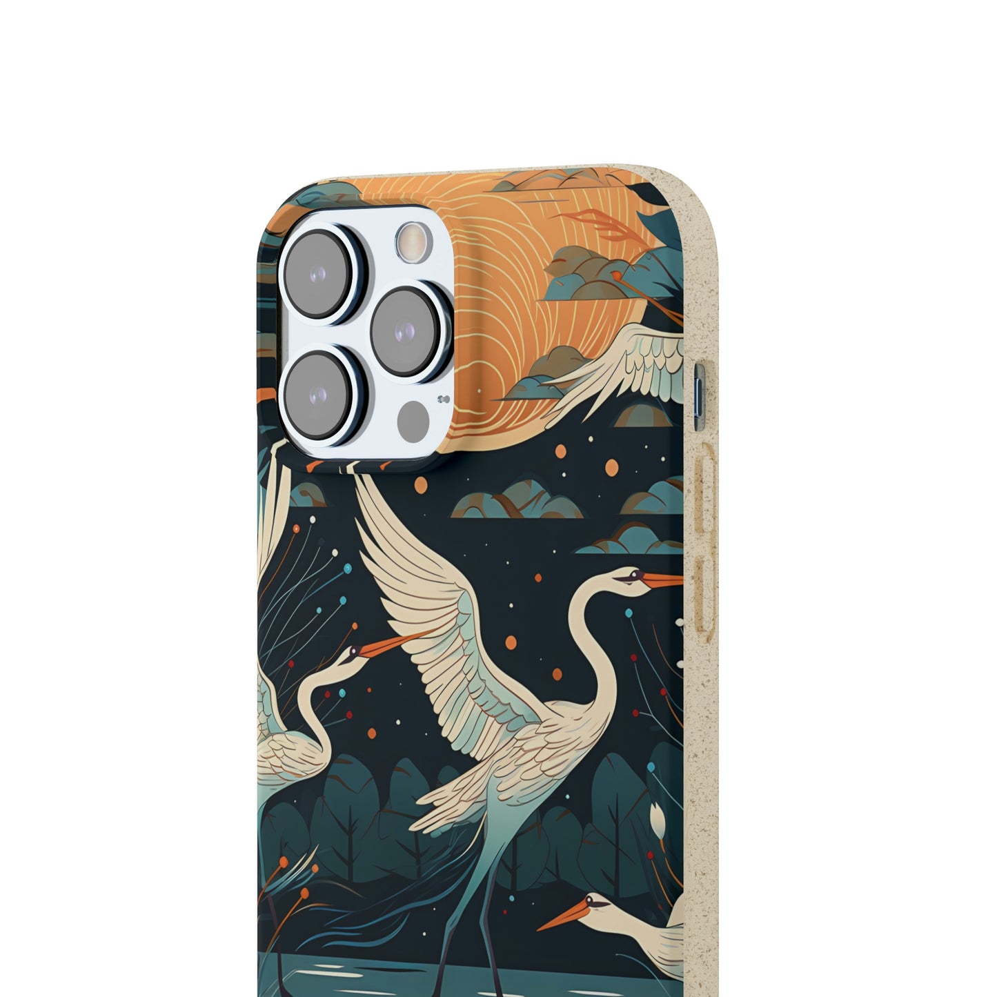 Cranes Flying Over a Pond | Biodegradable iPhone Case