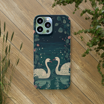 Romantic Swans on a Pond | Biodegradable iPhone Case