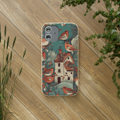 Cottagecore Red-Breasted Robins | Biodegradable iPhone Case