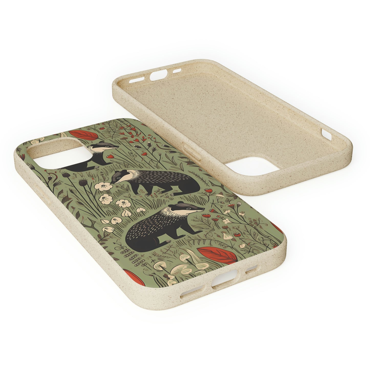 Cute Badgers in a Meadow | Biodegradable iPhone Case