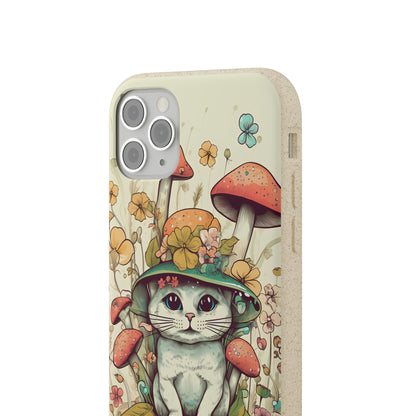 Cottagecore Cat Wearing a Hat | Biodegradable iPhone Case