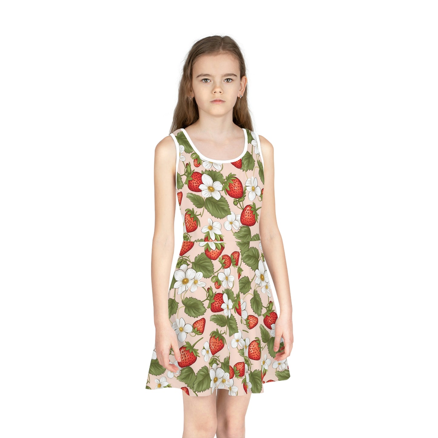 Cottagecore Strawberries | Girls' Sleeveless Sundress