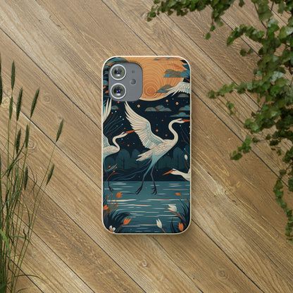 Cranes Flying Over a Pond | Biodegradable iPhone Case