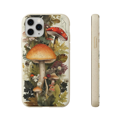 Cottagecore Mushrooms and Plants | Biodegradable iPhone Case