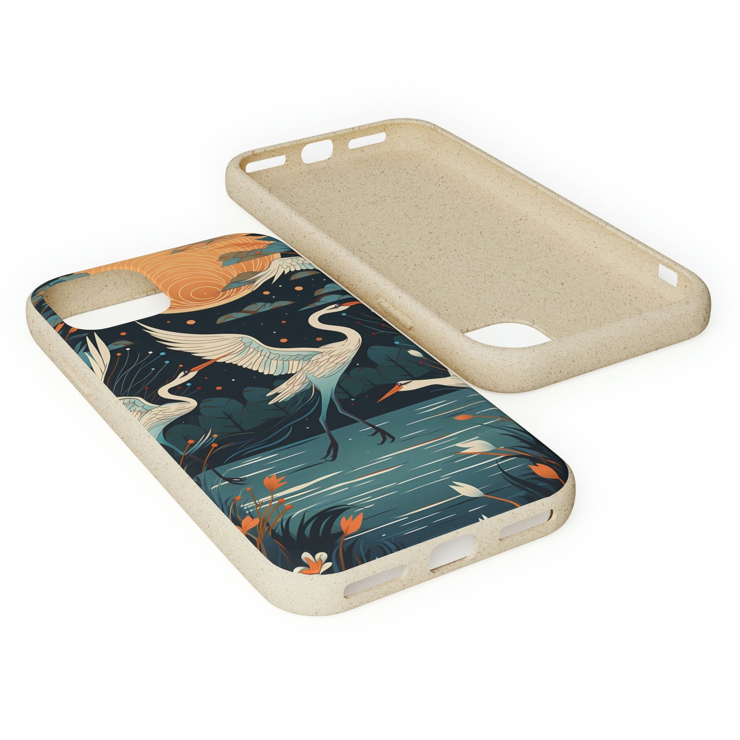 Cranes Flying Over a Pond | Biodegradable iPhone Case