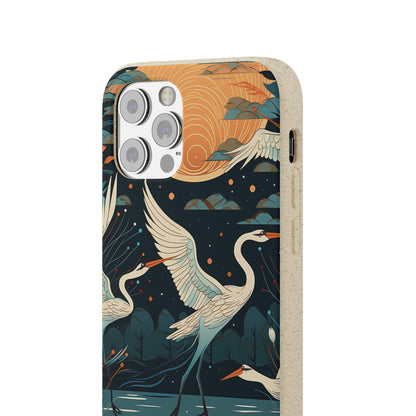 Cranes Flying Over a Pond | Biodegradable iPhone Case