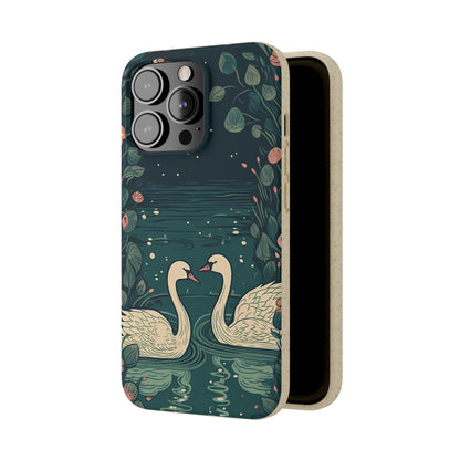 Romantic Swans on a Pond | Biodegradable iPhone Case