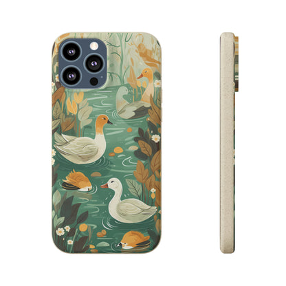 Cottagecore Ducks in a Pond | Biodegradable iPhone Case