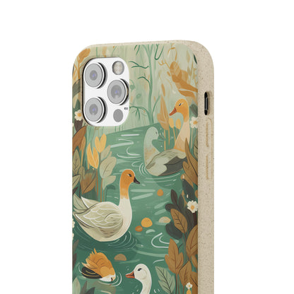 Cottagecore Ducks in a Pond | Biodegradable iPhone Case