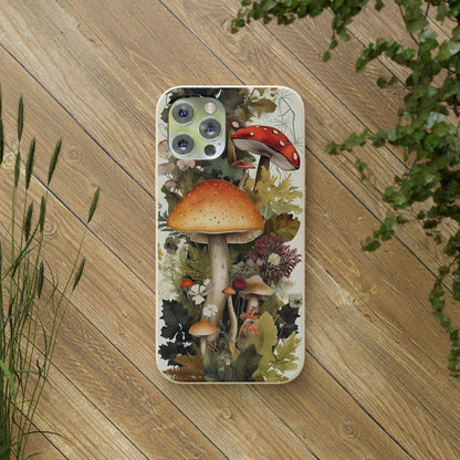 Cottagecore Mushrooms and Plants | Biodegradable iPhone Case