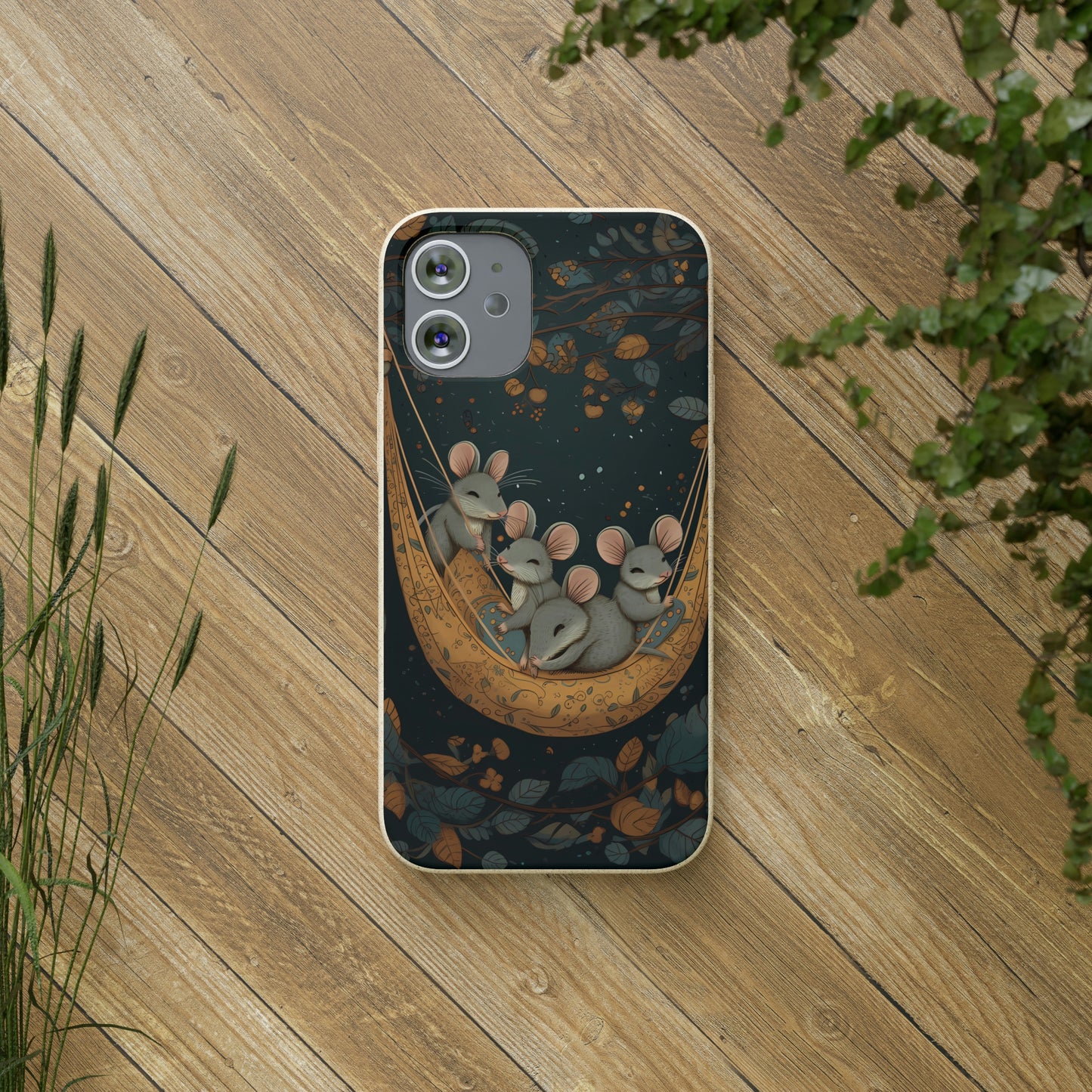 Cottagecore Field Mice in a Hammock | Biodegradable iPhone Case