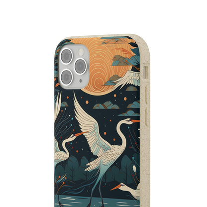 Cranes Flying Over a Pond | Biodegradable iPhone Case