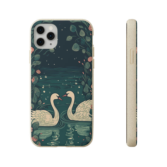 Romantic Swans on a Pond | Biodegradable iPhone Case