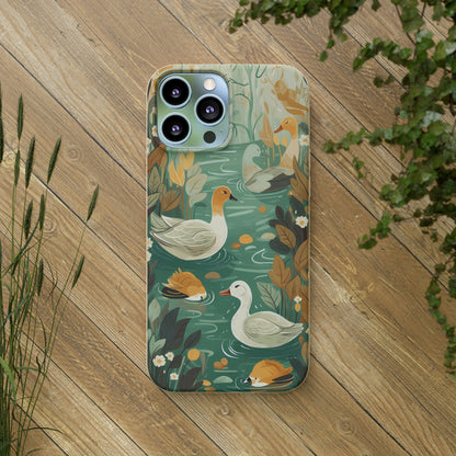 Cottagecore Ducks in a Pond | Biodegradable iPhone Case