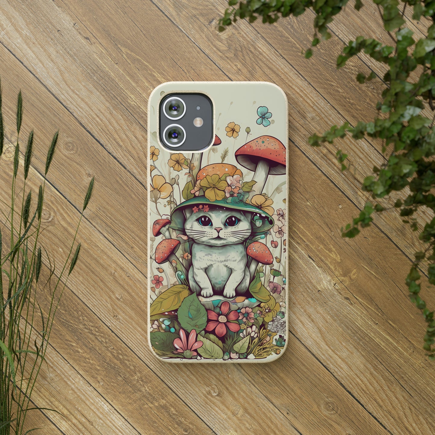 Cottagecore Cat Wearing a Hat | Biodegradable iPhone Case