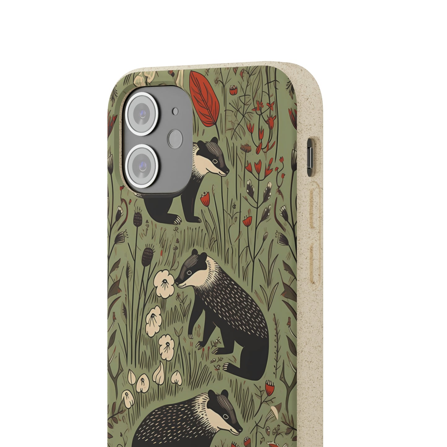 Cute Badgers in a Meadow | Biodegradable iPhone Case